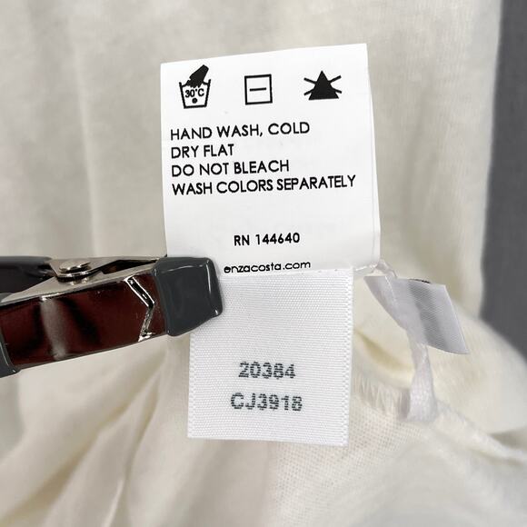 ENZA COSTA Cashmere Loose Short Sleeve Tee Womens XS Cream Crew Neck Relaxed NEW - Picture 11 of 13